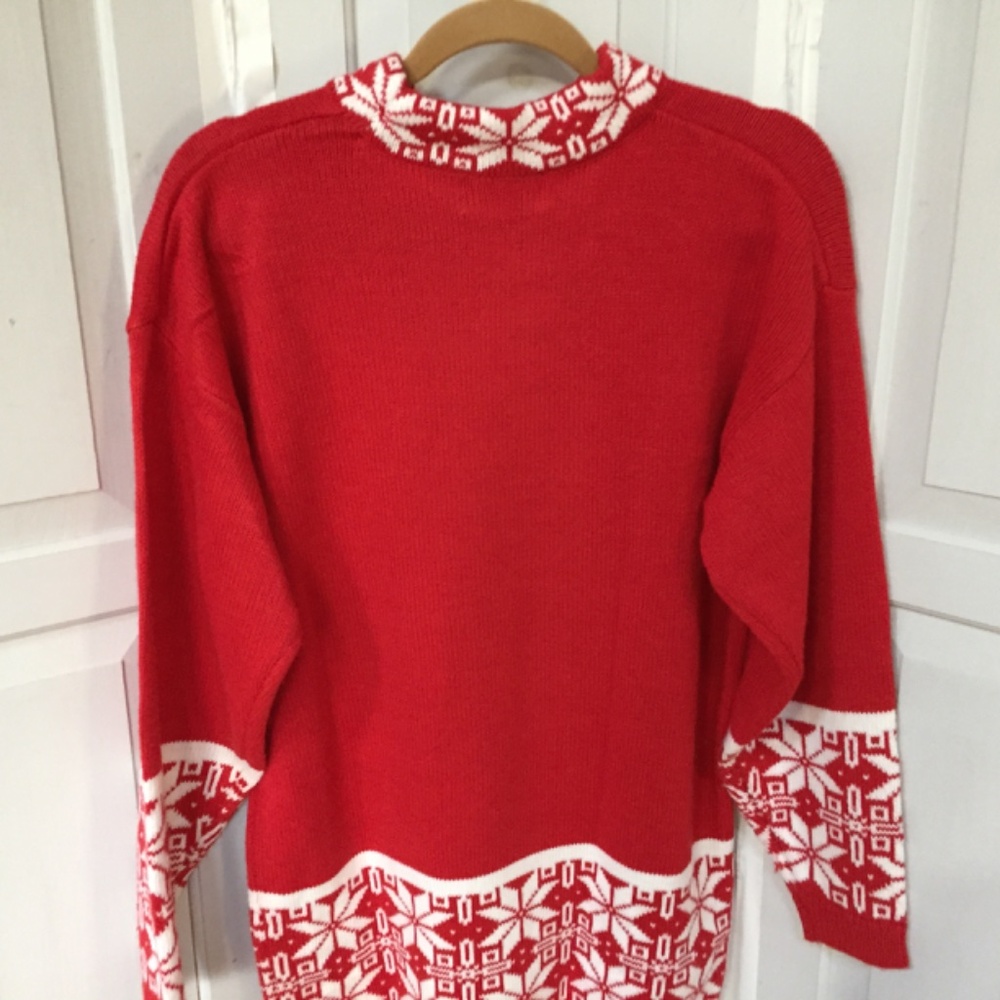 Red Snowflake Women's Sweater - Picture 14 of 15